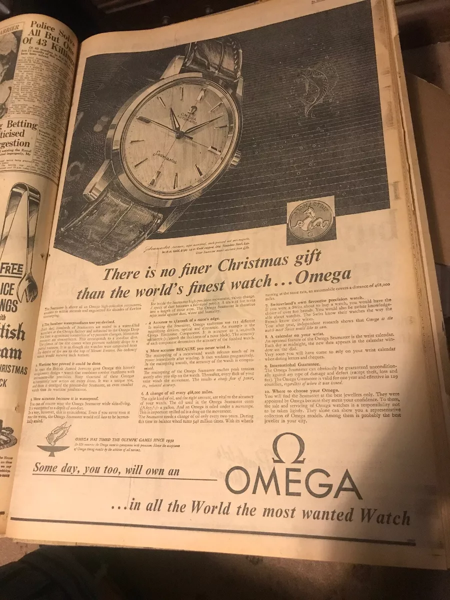 Hard To Find XXL 1962 OMEGA Seamaster vintage watches Print Ad Retro Chronograph
