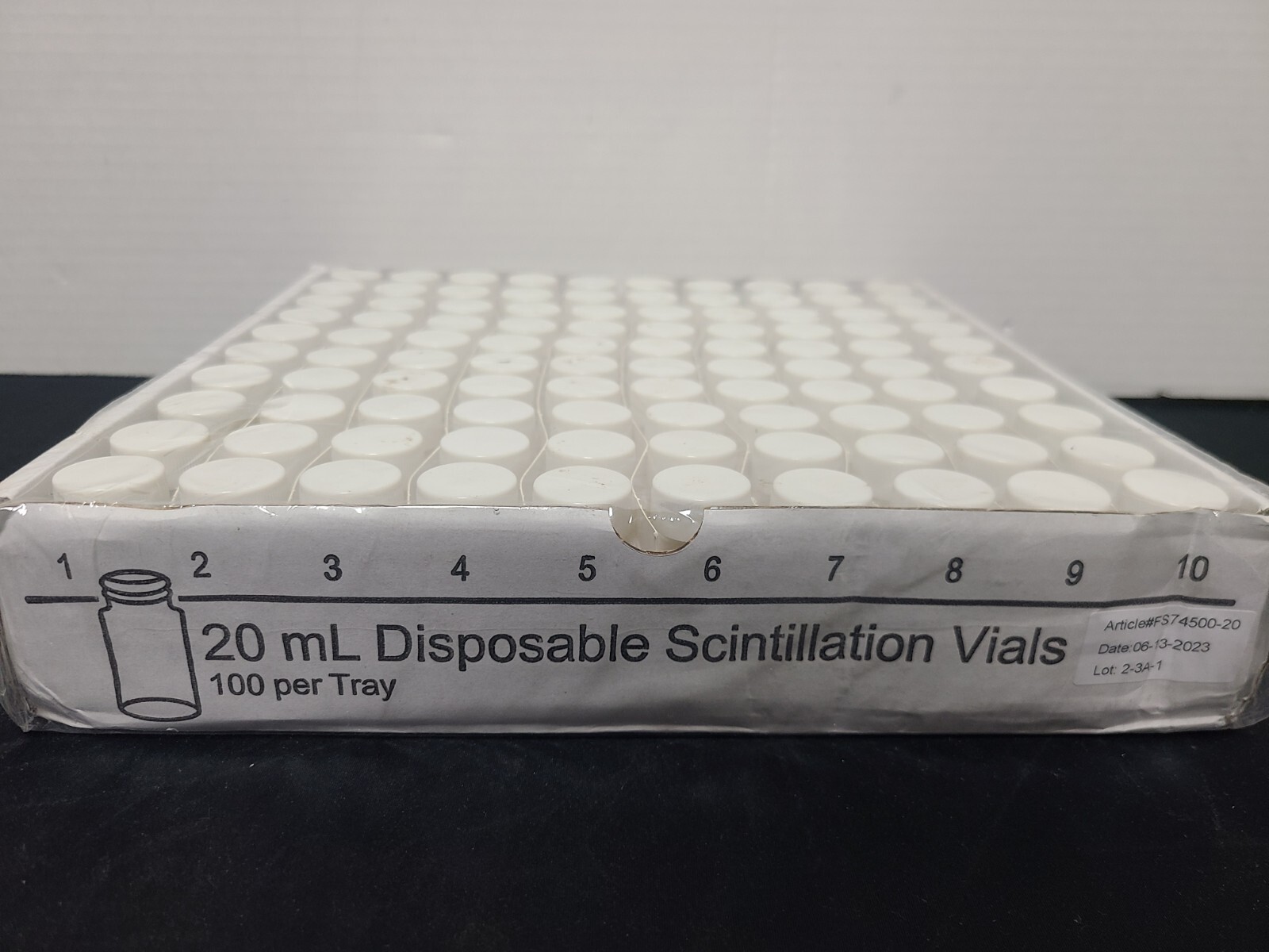 100 Fisherbrand 20mL Borosilicate Glass Scintillation Vials with White