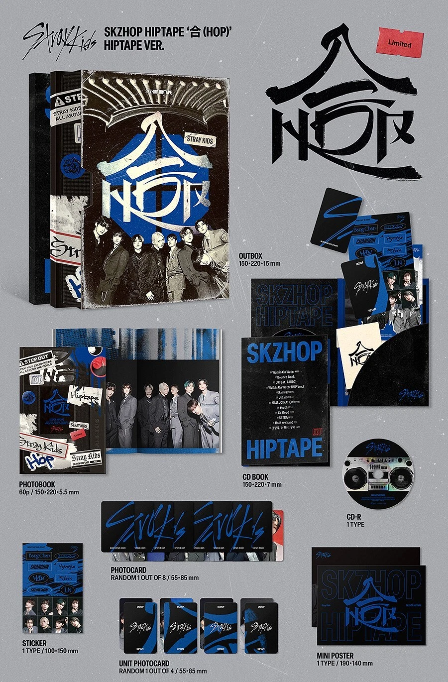 StrayKids アルバム CD セット STRAY KIDS SKZHOP HIPTAPE 合(HOP) Album LIMITED Ver/CD+Buch+Karte+