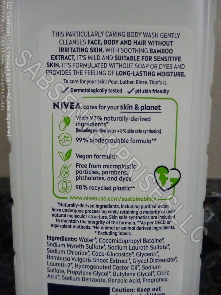 Jabón corporal para la piel 6 Nivea Men SENSITIVE 3 en 1 con extracto de bambú 16,9 fl oz - Imagen 4 de 4