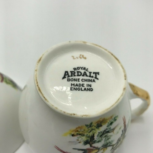 Royal Ardalt England Small Sugar & Creamer Bird of Paradise Gold Trim Ceramic - Picture 5 of 5
