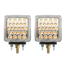 pair grand general led clear lens amber/red double turn signal light universal