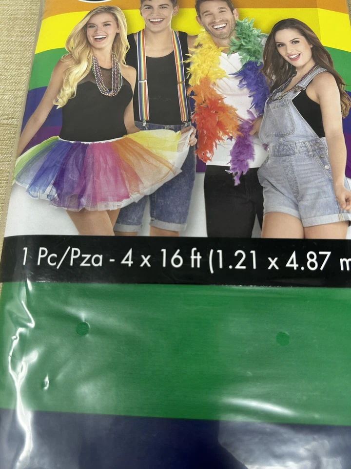 Gay Pride LGBT rainbow stripes Happy Birthday SCENE SETTER 16 foot BACKDROP - Image 2 of 4