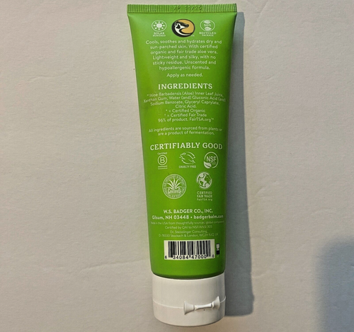 BADGER SOOTHING ALOE VERA GEL ALL NATURAL & PURE COOLING ORGANIC 4 FL OZ - Picture 2 of 3