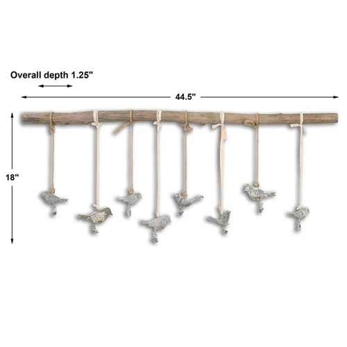 Uttermost Birds On A Branch Traditional Elm Wood Wall Art in Bronze/Ivory - Picture 4 of 4