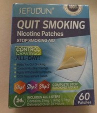 Sefudun Quit Stop Smoking 60 Patches Step 1-2-3 Nicotine 24 Hours Plant Based Hr
