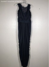 NWT Adrianna Papell Black Lace Ruched Sleeveless Maxi Dress - Size 14W