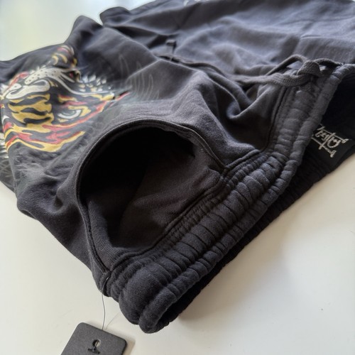 ED HARDY Screaming Tiger Dagger Heart Sweat Shorts Mens XL Fleece Black NWT - Picture 4 of 13