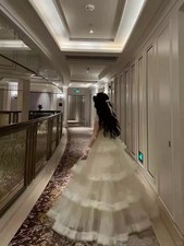 Dramatic Ivory Tulle Ball Gown Corset Back Formal Evening Dress NWT
