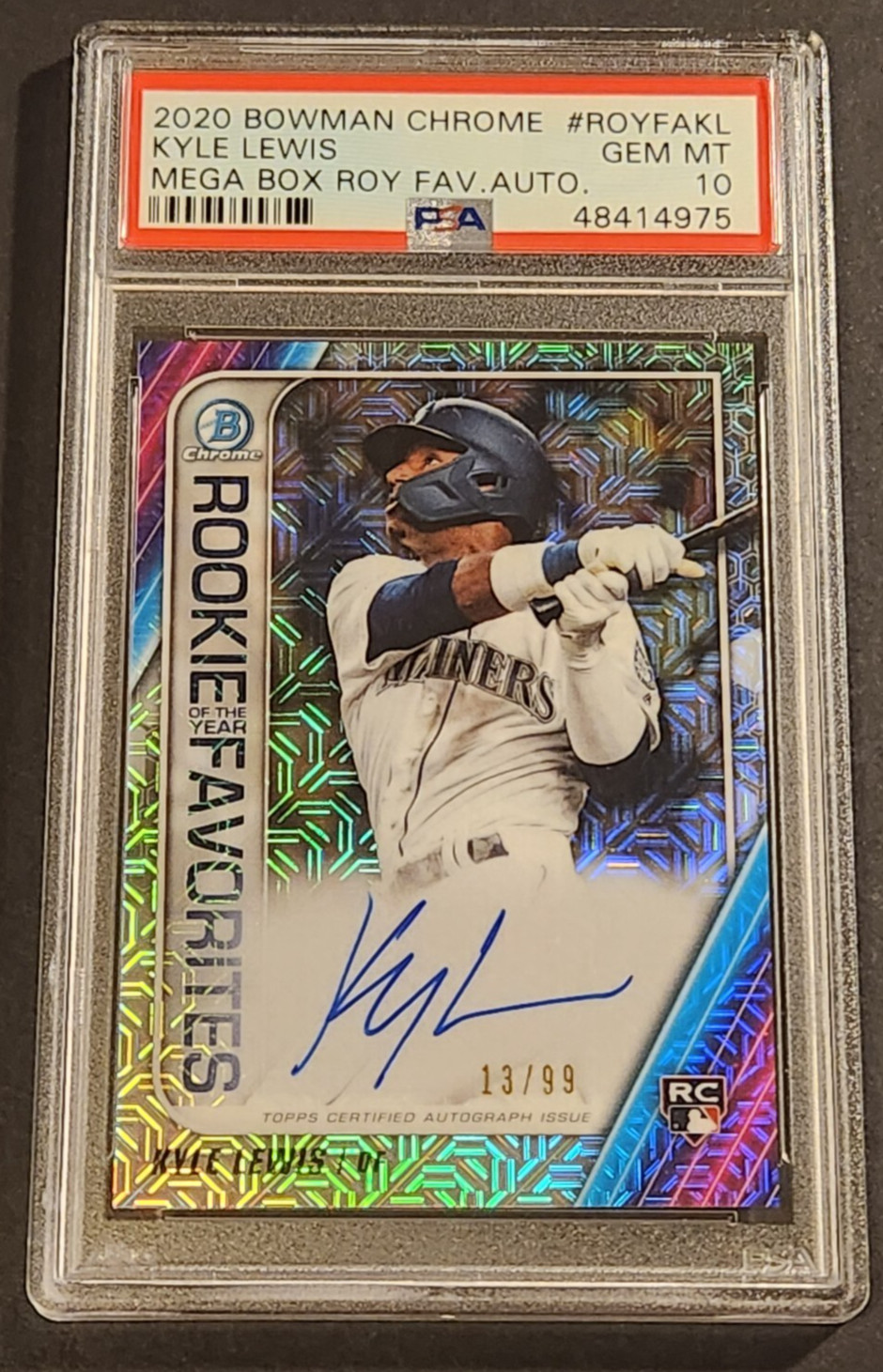 2020 Bowman Chrome Mega Box MOJO Kyle Lewis ROY Favorites PSA 10 RC Auto /99