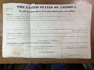 1839- LAND GRANT in Logan Co., ILL - Issued by US 8th President MARTIN VAN BUREN