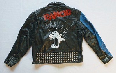 Rancid Mens Hand Painted Studded Battle Leather Jacket Size 50 | eBay