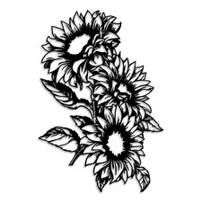 Sunflower Metal Wall Decor - Rustic Farmhouse Room Decor Simple Flower Black ...