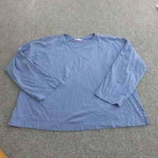 Madewell Shirt Womens Medium Blue 3/4 Sleeve Boxy Relaxed Fit Casual Top Tee