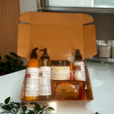Dark Skin/ Caramel  Set- Turmeric, Vitamin C & E, Skincare 5 PCs - Free Eye Mask