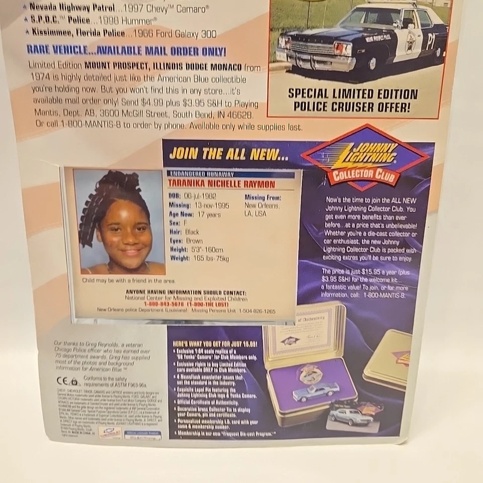 Johnny Lightning American Blue! 1997 Ford Crown Victoria New Orleans Police Car - Image 4 of 4