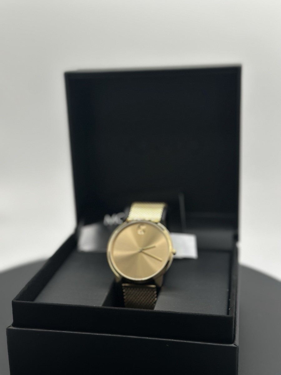 新品 MOVADO BOLD ゴールド メッシュベルト 腕時計 3600833 Movado Bold 3600833 Yellow Gold PVD Mesh Bracelet Swiss