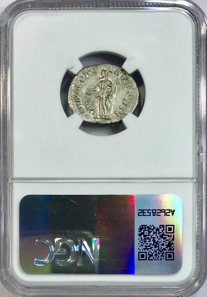 Moneda Denario de Plata Antigua Romana Julia Mamaea 222-235 dC NGC Elección AU Foto 3 de 4