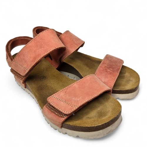 Inter Bios Adjustable Leather Strap Sandals Women's Salmon Everyday FLAW 8 - 8.5