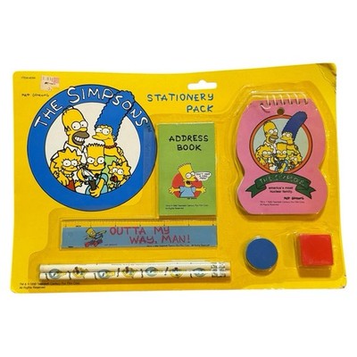 Vintage 90s The Simpsons Promo Stationary Pack 1990 Sealed Pad Pencils Eraser