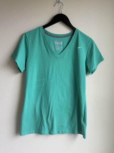 Nike Dri-Fit Teal Slim Fit V-neck Short Sleeve T-shirt Active Wear Large