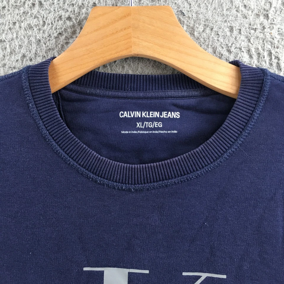 Calvin Klein Sudadera Para Hombre XL Azul Mezcla de Algodón Manga Larga Pullover Cuello Redondo Foto 3 de 4