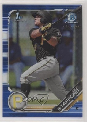 2019 Bowman Chrome Prospects Blue Refractor 66/150 Deon Stafford #BCP-214 2a9