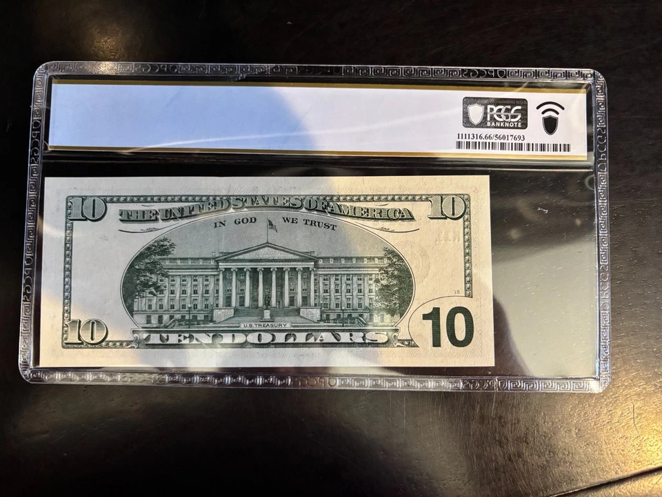 DBR 1999 $10 FRN Dallas STAR Gem Fr. 2034-K* PCGS-B 66 PPQ Serial BK04995148* - Image 2 of 2