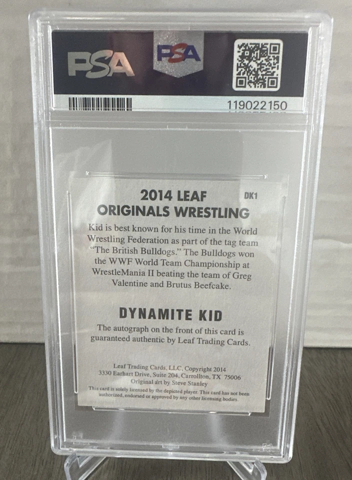 Leaf Originals Wrestling Dynamite Kid 2014 en tarjeta autógrafo DK-1 PSA8/10 automático Foto 2 de 2