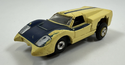 #ad Aurora Thunderjet Ford J HO Slot Car Yellow Blue Tested $39.97