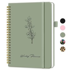 Undated Weekly Planner, To Do List Notebook with Goal  A5, a.Green