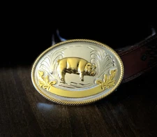 Western 3" x 4" FFA or 4-H Cowboy Belt Buckle with 3D Stock Show Pig Engravable