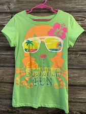 Wasabi & Ginger girls L 14 large neon green T-shirt colorful summer fun