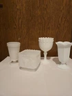 Lot a collection of vintage milkglass products with embossed patterns (#9)