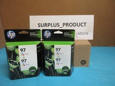 2 GENUINE HP 97 TRI-COLOR TWIN PACK INK CARTS C9349FN SEALED BOXES EXP. 2014