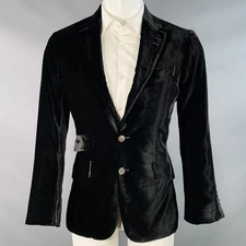 PAUL SMITH Size 38 The Byard Black Velvet Viscose Blend Notch Lapel Sport Coat