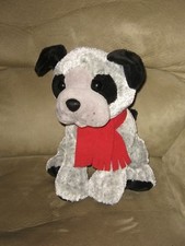 Cute Soft 13" Gray Puppy Dog Bean Plush w/ Red Scarf