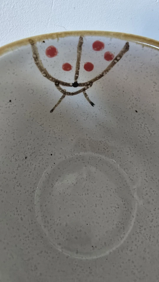 Stoneware Ladybird Cups Cappuccino Artisan Handpainted Speckled Pottery 200ml - Image 3 of 4