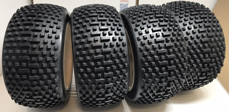 OFFROAD Tire Set 4PCS Square Drive For FG Smartech Nutech Duratrax Carson 1/5 RC - Image 3 of 4