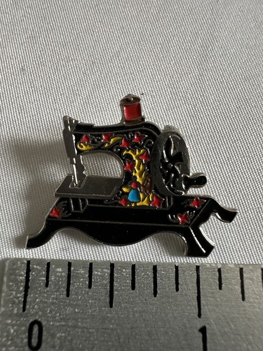 1910 Clotilde Sewing Machine with Floral Designs Lapel Pin Enamel B15 - Picture 3 of 3