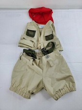 Build a Bear Tan Safari Fly Fishing Waders Vest Red Hat Clothes Outfit
