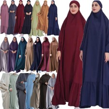 Women Muslim One Piece Prayer Dress Caftan Overhead Abaya Islamic Kaftan Robe