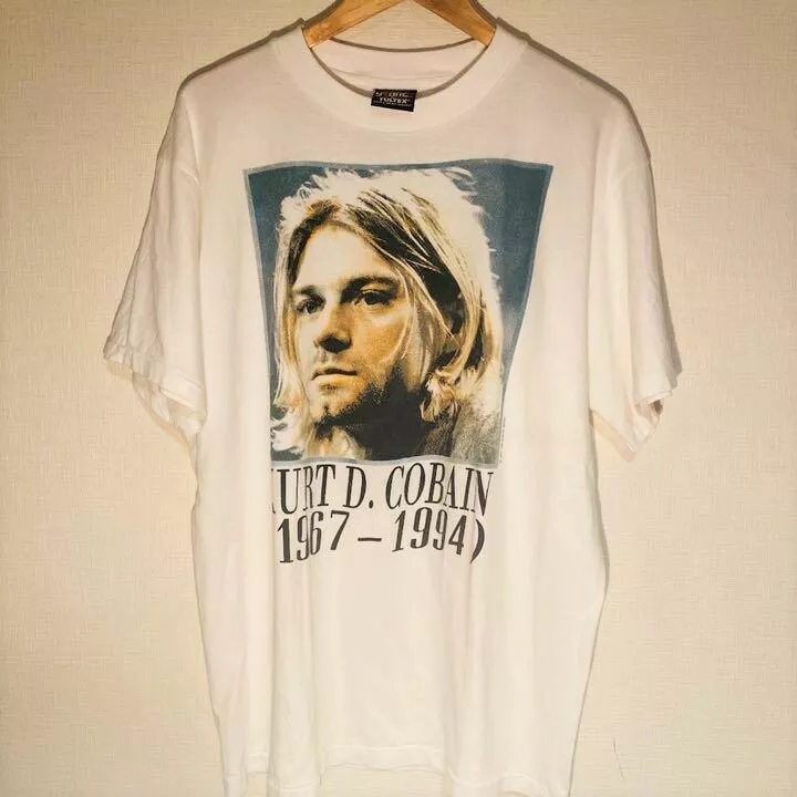 Vintage 90s Kurt Cobain Nirvana T Shirt Memorial White Size XL | eBay