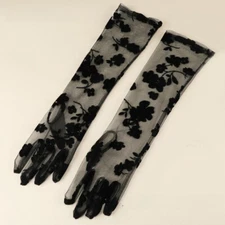Women Sheer Mesh Long Gloves Floral Wedding Prom Stage Party Long Gloves Banquet