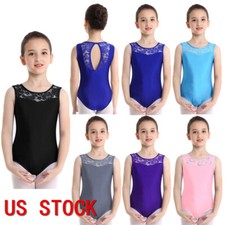 Girls Ballet Dance Leotards Lace Floral Gymnastics Unitards Dance Bodysuit