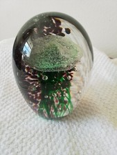  Jelly Fish Egg Shape Paper Weight Grn & Purple Controlled Bubble LUMINESCENT A1