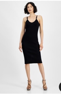 NWT GUESS Women's Sleeveless Rings Gina Ribbed Dress, size M | eBay