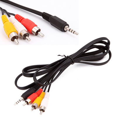 3.5mm to 3-RCA 4ft Composite AV Cable For Sharp Camcorder Viewcam