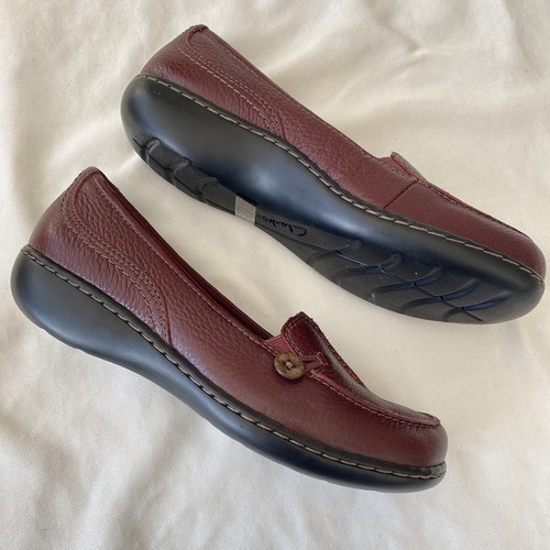 RARO - CLARKS Pieghevole Donna 7,5 N Ashland Scurry 505687 Pelle Borgogna NUOVO - Foto 5 di 8