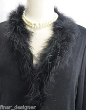 CLAUDIA RICHARD slinky KNIT FEATHER blazer EVENING JACKET matte jersey top M NEW